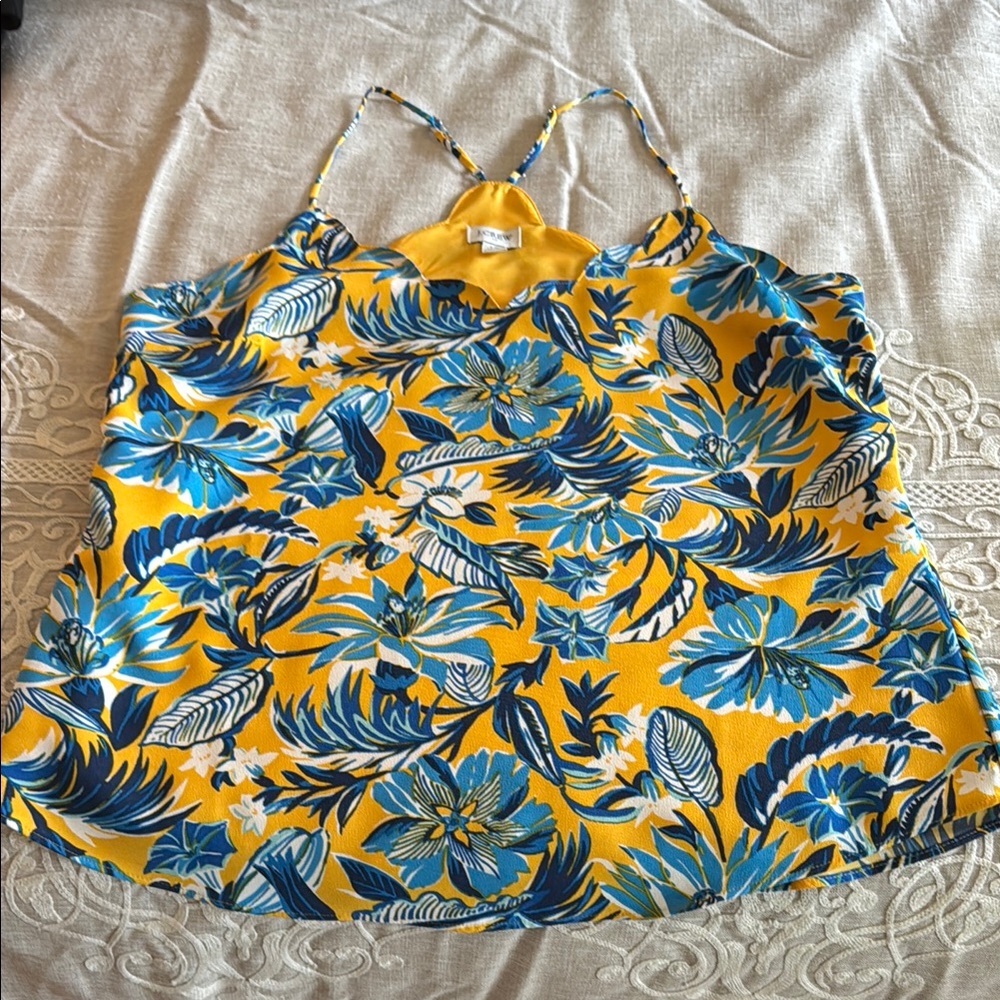 J. Crew Yellow Blue Floral Spaghetti-Strap Camisole